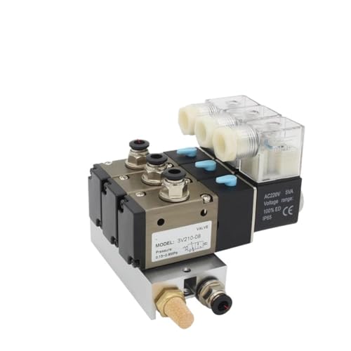 1 STÜCKE 3V310-10-NC normalerweise geschlossener Magnetventilblock mit Schalldämpferzubehör Basisverteiler DC12v 24v AC110v 220v 3 Anschlüsse(DC24V 6mm fittings,3 Stations) von BVTUCMDY