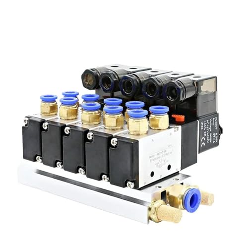 12/24 V DC 110/220 V AC Multi Option 4V210-08 Pneumatische Magnetventil Block Mit Fitting Basis Verteiler 2/3/4/6 weg(AC110V,6 position 12mm fitting) von BVTUCMDY