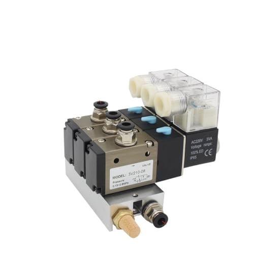 3V210-08-NC Normalerweise geschlossener Magnetventilblock mit Schalldämpferzubehör Basisverteiler DC12v 24v AC110v 220v 3 Anschlüsse(DC12V 4mm fittings) von BVTUCMDY