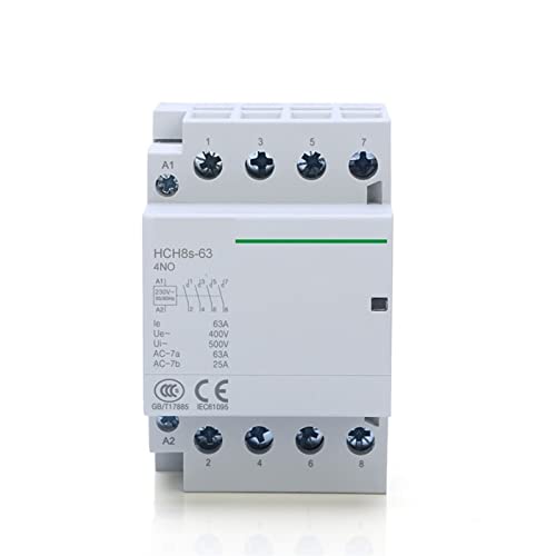 HCH8s-63 Modularschütz 4P 63A 4NO 4NC 2NO2NC 380V 220V 110V AC 24V Automatischer Haushaltsschütz Din-Schienentyp 1St(4P 63A 4NO AC230V) von BVTUCMDY