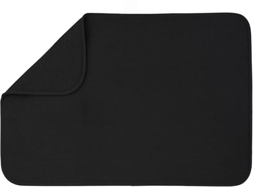 BW&HM Abtropfmatte Geschirr Mikrofaser Groß Abtropfmatte Waschbar Textil Spüle Saugstark Schnelltrocknende 60 x 45 CM Schwarz von BW&HM