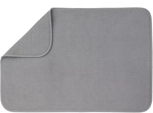 BW&HM Abtropfmatte Geschirr Mikrofaser XXL Abtropfmatte Spüle Waschbar Groß Saugstark Schnelltrocknende 60x45 CM Grau von BW&HM