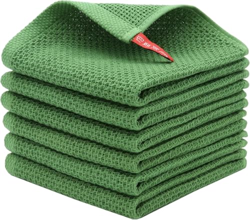 BW&HM Baumwolltücher Spültücher Baumwolle spültuch Baumwolle waschbar für Haushalt Küche Geschirr 6er Set 33x33 cm Grasgrün von BW&HM