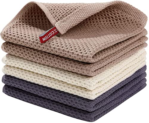 BW&HM Baumwolltücher Spültücher Baumwolle spültuch Baumwolle waschbar für Haushalt Küche Geschirr 6er Set 33x33 CM Grau+Beige+Braun von BW&HM