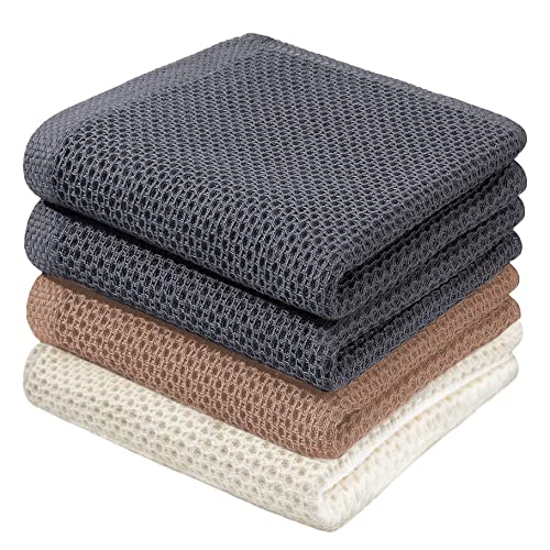 BW&HM Geschirrtücher Baumwolle Geschirrhandtücher Küchentücher Küchenhandtücher Spültücher (Grau+Beige+Braun, 33x74 cm) von BW&HM