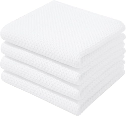 BW&HM Geschirrtücher Baumwolle Geschirrhandtücher Küchentücher Küchenhandtücher Spültücher 4er Set 33x74 cm Weiß von BW&HM