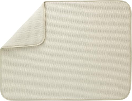 Mikrofaser Geschirrabtropfmatte XXL für Küche Abtropfmatte Abwasch Abtropfmatte Super Saugfähig Schnelltrocknend 46 x 60 cm Creme von BW&HM