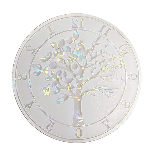 BWANGIAO Holografische Silikonform für DIY-Uhr-Ornament, einzigartige Baum-des-Leben-Uhr-Dekoration, Harzform mit Regenbogenreflexion von BWANGIAO