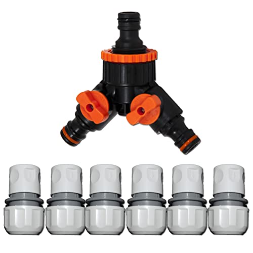 6 x Schlauchkupplung 3/4 Zoll 1 x Y Verteiler mit Drehhahn von BWB
