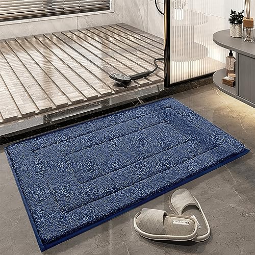 BWBIKE Badezimmerteppich Matte Super Soft Saugfähiger Badeteppich rutschfeste Badematten Maschinenwaschbarer Batchroom-Teppich für Bad, Badewanne und Waschbecken, blau, 40 x 60 cm von BWBIKE