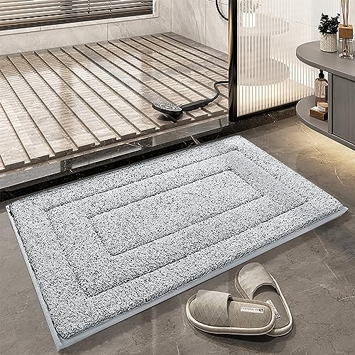 BWBIKE Badteppich Matte Super Soft Saugfähiger Badeteppich rutschfeste Badematten Maschinenwaschbarer Batchroom-Teppich für Bad, Badewanne und Waschbecken, hellgrau, 50 x 80 cm von BWBIKE