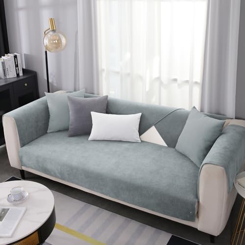 BWBIKE Chenille Sofa Schonbezug Möbelschutz Sofabezüge Universeller Rutschfester Couchbezug Gesteppte Sofamatten Anti-Scratch Haustier Couchbezüge für Sofa, Licht Grau, 70 x 150 cm von BWBIKE