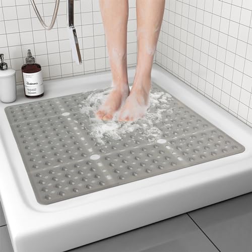 BWBIKE Rutschfeste quadratische Duschmatte, 69x69CM Badewannenmatte und Duschbodenmatte, Badematte für Wanne mit Saugnäpfen und Abflusslöchern, Duschkabinenmatte für ältere Menschen und Kinder stehend BWBIKE Rutschfeste quadratische Duschmatte, 69x69CM Badewannenmatte und Duschbodenmatte, Badematte für Wanne mit Saugnäpfen und Abflusslöchern, Duschkabinenmatte für ältere Menschen und Kinder stehend von BWBIKE