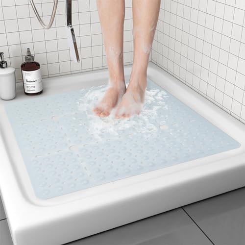 BWBIKE Rutschfeste quadratische Duschmatte, 69x69CM Badewannenmatte und Duschbodenmatte, Badematte für Wanne mit Saugnäpfen und Abflusslöchern, Duschkabinenmatte für ältere Menschen und Kinder stehend BWBIKE Rutschfeste quadratische Duschmatte, 69x69CM Badewannenmatte und Duschbodenmatte, Badematte für Wanne mit Saugnäpfen und Abflusslöchern, Duschkabinenmatte für ältere Menschen und Kinder stehend von BWBIKE