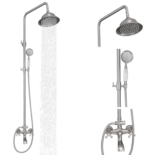BWE Nickel Duschkopf Hochdruck Regendusche Duschkopf Handbrause Combo mit Verlängerungsarm Einstellbar Anti-Leck Duschkopf mit Halterung BWE Nickel Duschkopf Hochdruck Regendusche Duschkopf Handbrause Combo mit Verlängerungsarm Einstellbar Anti-Leck Duschkopf mit Halterung von BWE