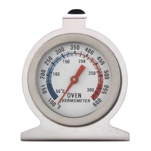 Silbernes Ofenthermometer, 50-300 °C, Ofen-Grill, Braten, Chef, Smoker-Thermometer, sofortiges Ablesen, Edelstahl-Thermometer, Küchen-Thermometer, großes Zifferblatt, Küche, Kochen, Ofenthermometer von BWESOO