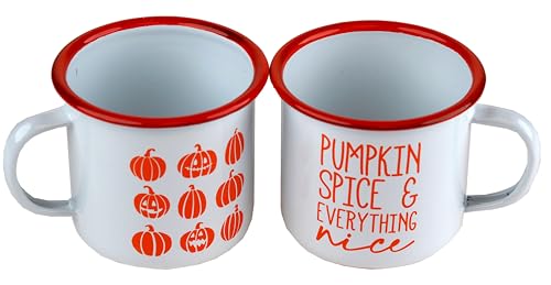 BWG Emaille-Camping-Tasse – Halloween-Herbst-Designs – 2 Stück von BWG