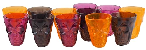 BWG Schnapsgläser aus Kunststoff, Halloween-Totenkopf, ideal für Gelee mit einem Kick! - Set mit 12 Stück von BWG