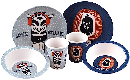 Kinder Fr�hst�cksset, Melamin, Zebramuster, 6-teiliges Set � Tellerschale, Tasse von BWG