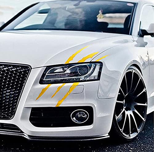 2 Stück Monster Klaue Auto Sticker Augenbrauen Scheinwerfer Aufkleber Wasserfeste Vinyl Autoaufkleber Dekoration ästhetischer Sticker(Gelb) von BWGHBH