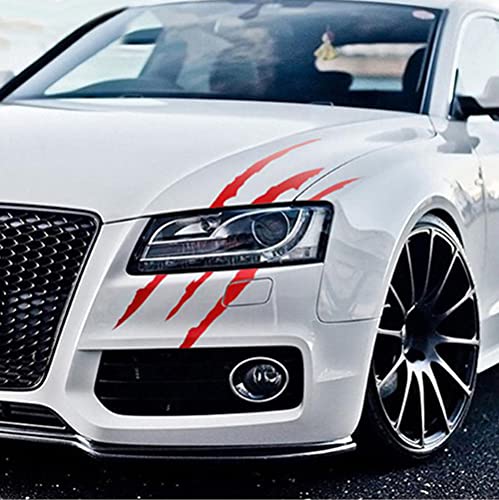 2 Stück Monster Klaue Auto Sticker Augenbrauen Scheinwerfer Aufkleber Wasserfeste Vinyl Autoaufkleber Dekoration ästhetischer Sticker(Rot) von BWGHBH