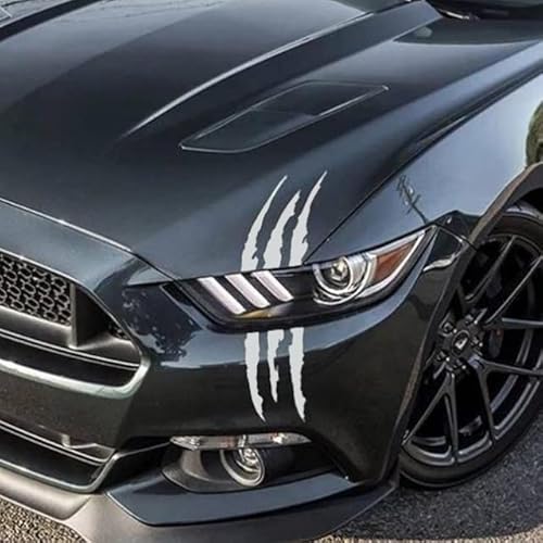 2 Stück Monster Klaue Auto Sticker Augenbrauen Scheinwerfer Aufkleber Wasserfeste Vinyl Autoaufkleber Dekoration ästhetischer Sticker(Weiß) von BWGHBH