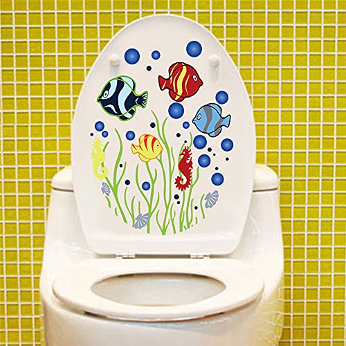 BWGHBH WC Deckel Toilettensitz Toilettendeckel Aufkleber Sticker Badezimmer Klo Toilette Wandtattoo (Fisch) von BWGHBH