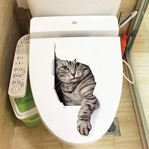 BWGHBH WC Deckel Toilettensitz Toilettendeckel Aufkleber Sticker Badezimmer Klo Toilette Wandtattoo (Katze A) von BWGHBH