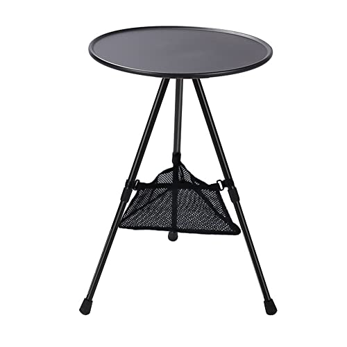 BWGHBH klappbarer Campingtisch Leichter Tisch für den Außenbereich Höhenverstellbar Perfekt für Picknicks Angelstrände RUND 37CM(Schwarz) von BWGHBH