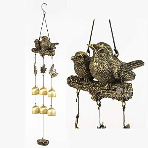 BWINKA Neueste Vögel Wind Chime 6 Stücke Bronze Glocken Amazing Grace Windspiele für Garten, Hof, Terrasse und Inneneinrichtungen mit Haken von BWINKA