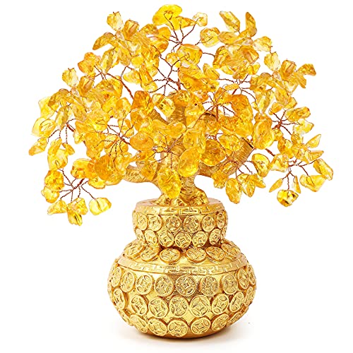 BWINKA Feng Shui Citrin Mehrfarbiger Crytal Geldbaum Bonsai mit chinesischer Dekoration für Glück und Reichtum von BWINKA