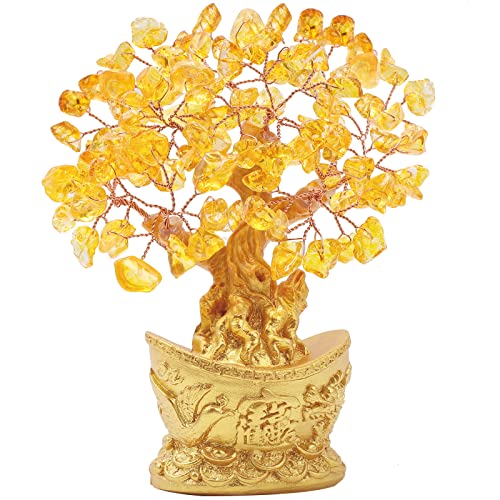 BWINKA Feng Shui Geldbaum Büro Zuhause Tisch Feng Shui Dekoration Kristall Geldbaum für Reichtum und Glück (Golden Ingot) von BWINKA
