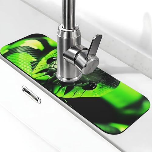 3D-Schlangen-Wasserhahn-Matte für Küchenspüle, Spritzschutz, 14 x 38 cm, Diatomit, schnell trocknende Matte, Waschbeckenablage, super saugfähiger Wasserhahn-Saugnapf, Wasserhahngriff, Tropffänger für 3D-Schlangen-Wasserhahn-Matte für Küchenspüle, Spritzschutz, 14 x 38 cm, Diatomit, schnell trocknende Matte, Waschbeckenablage, super saugfähiger Wasserhahn-Saugnapf, Wasserhahngriff, Tropffänger für von BWLHJKE