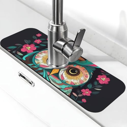 Anime Eule Wasserhahnmatte für Küchenspüle, Spritzschutz, 14 x 38 cm, Diatomit, schnell trocknende Matte, Spülbeckenablage, super saugfähiger Wasserhahn-Saugnapf, Wasserhahngriff, Tropffänger für Anime Eule Wasserhahnmatte für Küchenspüle, Spritzschutz, 14 x 38 cm, Diatomit, schnell trocknende Matte, Spülbeckenablage, super saugfähiger Wasserhahn-Saugnapf, Wasserhahngriff, Tropffänger für von BWLHJKE