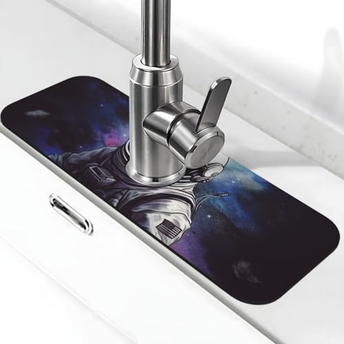 Astronauten-Wasserhahnmatte für Küchenspüle, Spritzschutz, 14 x 38 cm, Kieselgur, schnell trocknende Matte, Waschbeckenablage, super saugfähiger Wasserhahn-Saugnapf, Wasserhahngriff, Tropffänger für Astronauten-Wasserhahnmatte für Küchenspüle, Spritzschutz, 14 x 38 cm, Kieselgur, schnell trocknende Matte, Waschbeckenablage, super saugfähiger Wasserhahn-Saugnapf, Wasserhahngriff, Tropffänger für von BWLHJKE