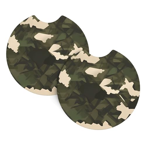 Auto-Getränkehalter-Untersetzer, Armee-Camouflage-Auto-Untersetzer für Getränkehalter, saugfähige Getränkeuntersetzer, Auto-Bechermatten mit Fingerkerbe, universal, rutschfest, Auto-Innenzubehör, 2 Auto-Getränkehalter-Untersetzer, Armee-Camouflage-Auto-Untersetzer für Getränkehalter, saugfähige Getränkeuntersetzer, Auto-Bechermatten mit Fingerkerbe, universal, rutschfest, Auto-Innenzubehör, 2 von BWLHJKE