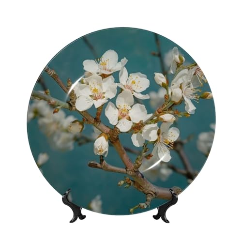 BWLHJKE Dekorativer Teller aus Knochenporzellan mit Bild, personalisierbar, Porzellan-Speiseteller mit Präsentationsständer, Keramik-Deko-Teller für Wandbehang, Ornament, 17,8 cm von BWLHJKE