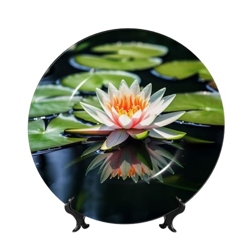 BWLHJKE Dekorativer Teller aus Knochenporzellan mit Bild, personalisierbar, Porzellan-Speiseteller mit Präsentationsständer, Keramik-Deko-Teller für Wandbehang, Ornament, 17,8 cm von BWLHJKE