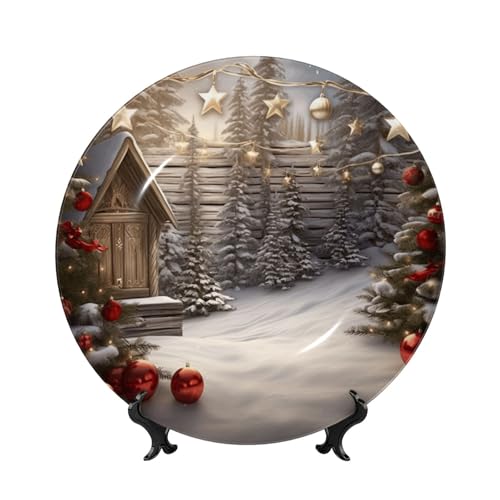 BWLHJKE Dekorativer Teller aus Knochenporzellan mit Bild, personalisierbar, Porzellan-Speiseteller mit Präsentationsständer, dekorative Keramikplatte für Wandbehang, Ornament, 25,4 cm von BWLHJKE