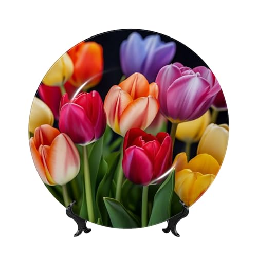BWLHJKE Dekorativer Teller aus Knochenporzellan mit Bild, personalisierbar, Porzellan-Speiseteller mit Präsentationsständer, dekorative Keramikplatte für Wandbehang, Ornament, 25,4 cm von BWLHJKE
