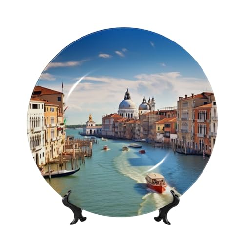 BWLHJKE Dekorativer Teller aus Knochenporzellan mit Bild, personalisierbar, Porzellanteller mit Präsentationsständer, dekorativer Keramikteller für Wandbehang, Ornament, 25,4 cm von BWLHJKE