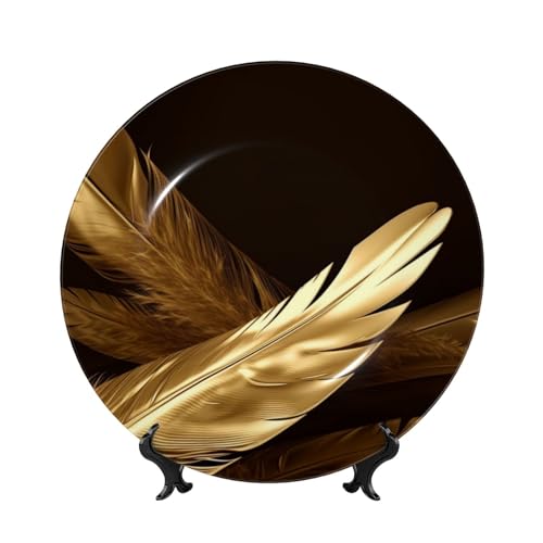 BWLHJKE Dekorativer Teller aus Knochenporzellan mit Bild, personalisierbar, mit Ständer, dekorative Keramikplatte für Wandbehang, Ornament, 25,4 cm von BWLHJKE