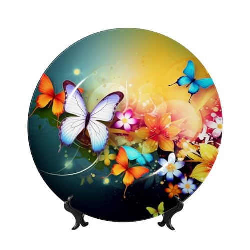 BWLHJKE Dekorativer Teller aus Knochenporzellan mit Bild, personalisierbar, mit Ständer, dekorativer Keramikteller für Wandbehang, Ornament, 17,8 cm von BWLHJKE