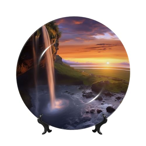 BWLHJKE Dekorativer Teller aus Knochenporzellan mit Bild, personalisierbar, mit Ständer, dekorativer Keramikteller für Wandbehang, Ornament, 20,3 cm von BWLHJKE