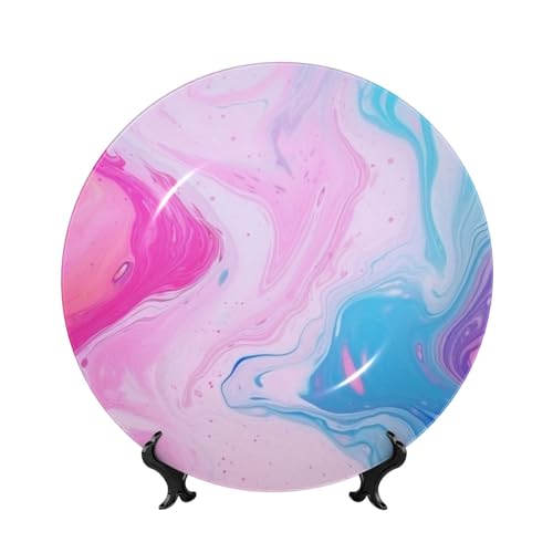 BWLHJKE Dekorativer Teller aus Knochenporzellan mit Bild, personalisierbar, mit Ständer, dekorativer Keramikteller für Wandbehang, Ornament, 20,3 cm von BWLHJKE