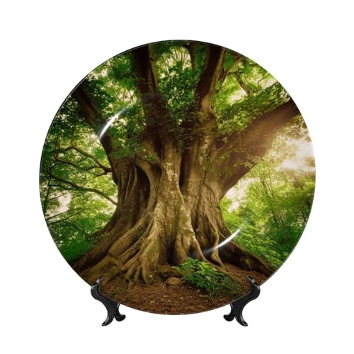 BWLHJKE Dekorativer Teller aus feinem Knochenporzellan mit Bild, personalisierbar, Porzellan-Speiseteller mit Präsentationsständer, dekorative Keramikplatte für Wandbehang, Ornament, 25,4 cm von BWLHJKE