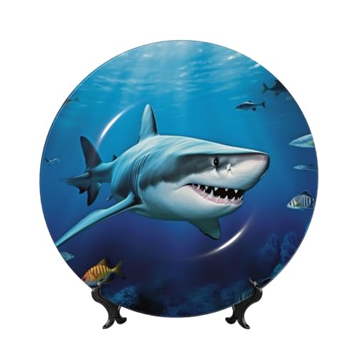 BWLHJKE Dekorativer Teller aus weißem Fischgrätenporzellan mit Bild, personalisierbar, Porzellanteller mit Präsentationsständer, dekorative Keramikplatte für Wandbehang, Ornament, 17,8 cm von BWLHJKE