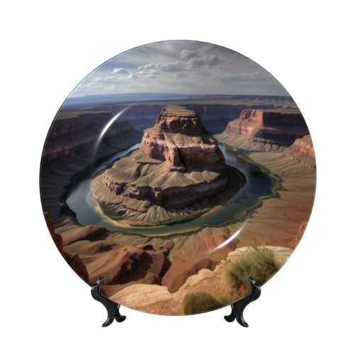 BWLHJKE Grand Canyon Arizona Dekorativer Teller aus Knochenporzellan mit Bild, personalisierte Porzellan-Speiseteller mit Präsentationsständer, Keramik-Dekoteller für Wandbehang, Ornament, 15,2 cm von BWLHJKE