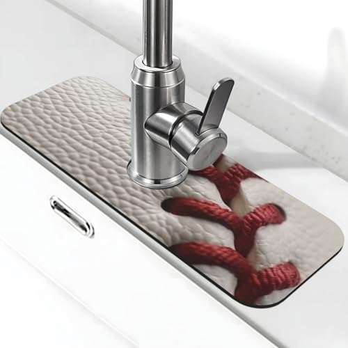 Baseball-Wasserhahn-Matte für Küchenspüle, Spritzschutz, 14 x 38 cm, Kieselgur, schnell trocknende Matte, Waschbeckenablage, super saugfähiger Wasserhahn-Saugnapf, Wasserhahngriff, Tropffänger für Baseball-Wasserhahn-Matte für Küchenspüle, Spritzschutz, 14 x 38 cm, Kieselgur, schnell trocknende Matte, Waschbeckenablage, super saugfähiger Wasserhahn-Saugnapf, Wasserhahngriff, Tropffänger für von BWLHJKE