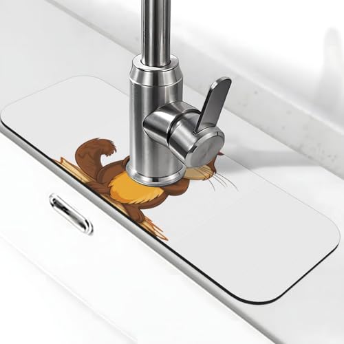 Cartoon-animierte Biber-Wasserhahnmatte für Küchenspüle, Spritzschutz, 14 x 38 cm, Diatomit, schnell trocknende Matte, Waschbeckenablage, super saugfähiger Wasserhahn-Saugnapf, Wasserhahngriff Cartoon-animierte Biber-Wasserhahnmatte für Küchenspüle, Spritzschutz, 14 x 38 cm, Diatomit, schnell trocknende Matte, Waschbeckenablage, super saugfähiger Wasserhahn-Saugnapf, Wasserhahngriff von BWLHJKE